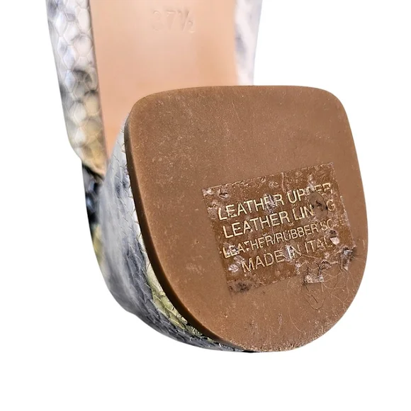 AGL Leather Snakeskin Pointed Toe Mules Size 7.5 Green & Gray Designer Luxury - Picture 15 of 15